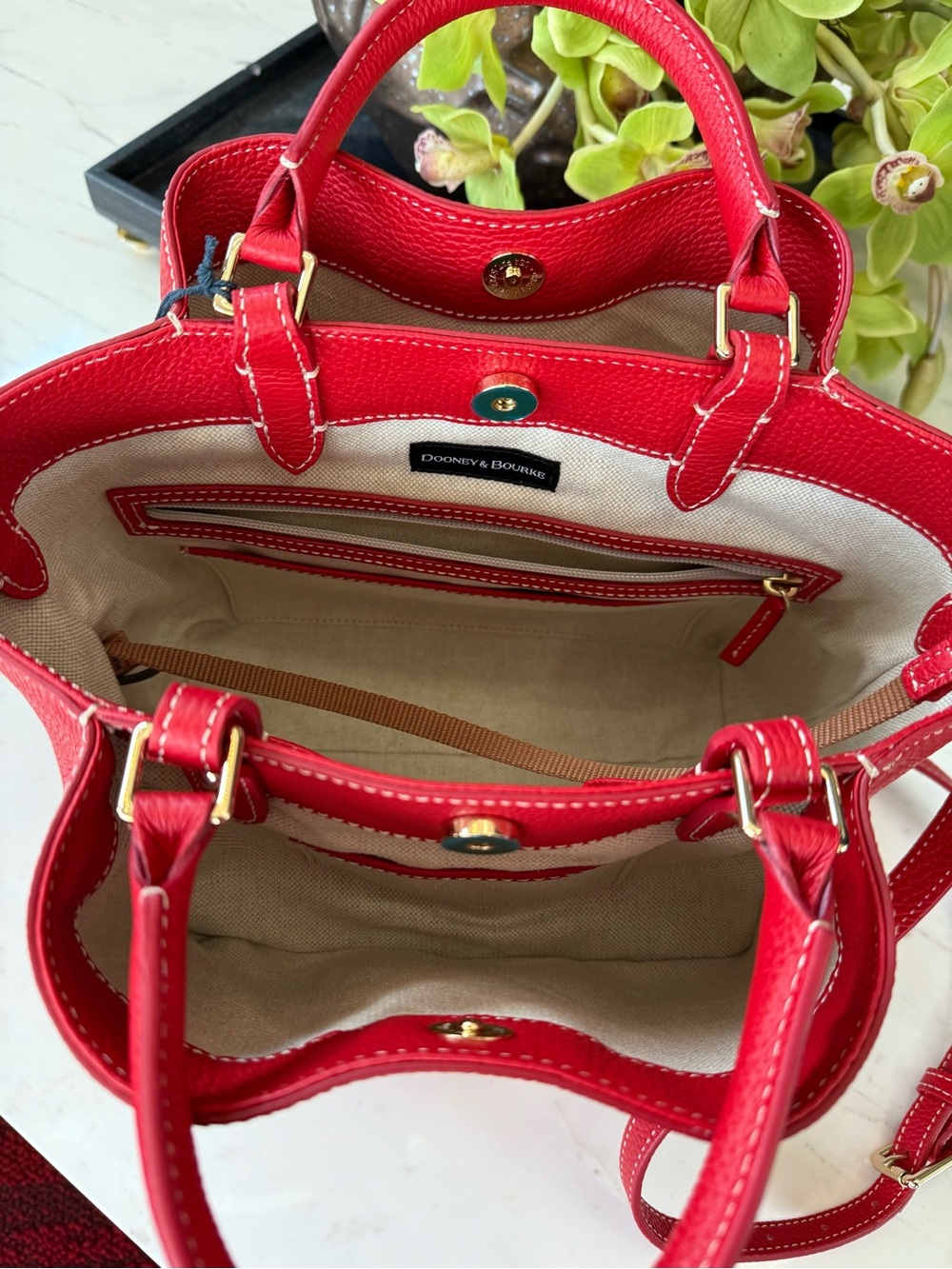 New Dooney & Bourke Lucca Leather Barlow Shoulder Bag Red - Picture 9 of 16
